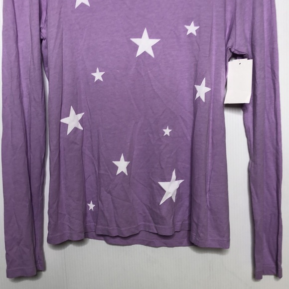 SUNDRY Lavender White Star Printed Long Sleeved Light Tee Large NEW - Picture 5 of 8